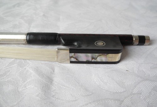 Genuine red silk carbon fiber Viola bow ebony frog straight strong tone - Picture 4 of 9
