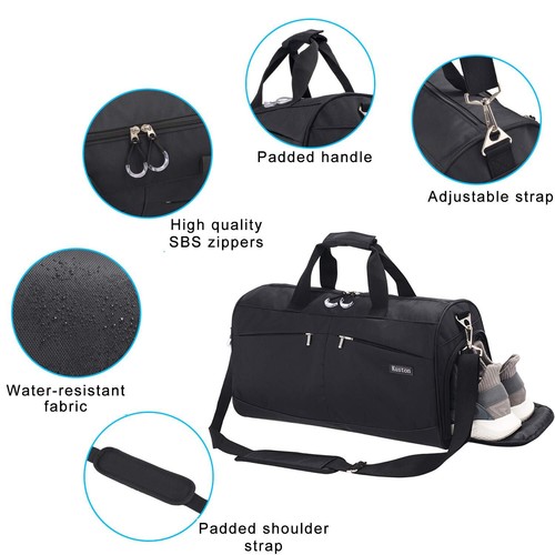 Sports Gym Bag with Shoes Compartment &Wet Pocket Gym Duffel Bag Overnight Ba... - Picture 6 of 7