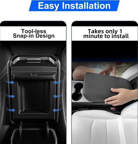 TPE Black For 2016-2023 Tesla Model 3 Center Console Lid Armrest Cover Protector - Bild 6 von 11