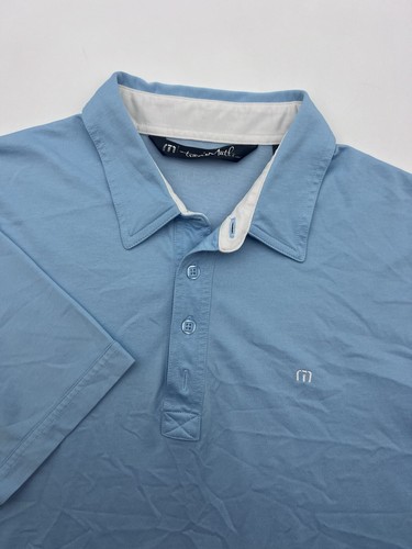 Travis Mathew Polo Shirt Adult SZ Large Blue Performance Golf Mens Short Sleeve