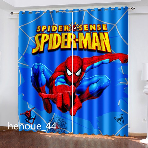 Marvel Spiderman Made Pair Thick Thermal Blackout Curtains Ring Top Eyelet Gifts - Picture 6 of 22