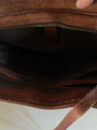 Orvis Bullhide Briefcase Brown Personalized Initials MRK - Picture 9 of 10