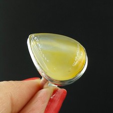 Natural Chalcedony Pear Gemstone 925 Sterling Silver Proposal Women's Ring