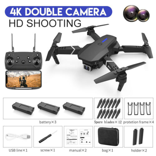 NEW 4K Drone with HD Camera Drones WiFi FPV Foldable RC Quadcopter W/3Batteries - Picture 2 of 13