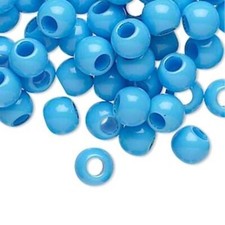 144 Acrylic Opaque Turquoise Blue 7x6mm Pony Beads with 3.5mm Hole