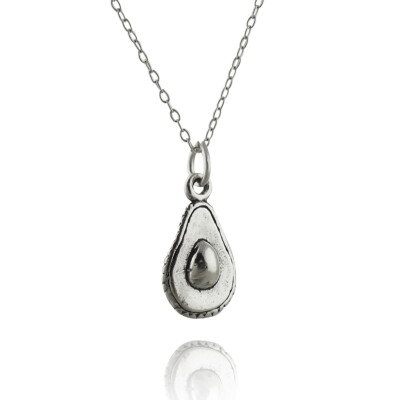 Avocado Charm Halskette - 925 Sterling Silber - Guacamole Food Keto Ketogen