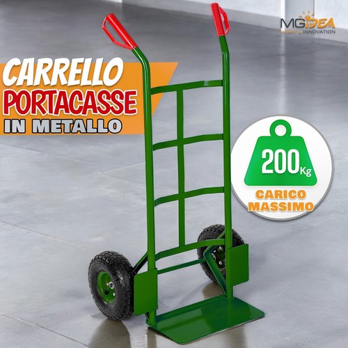 CARRELLO PORTA PACCHI 200KG ACCIAIO ROBUSTO RUOTE TRASPORTO SCALE SPOSTA VASO - Foto 2 di 6