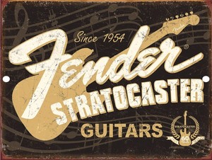 FENDER Guitar 9/" x 12/" Aluminum Sign