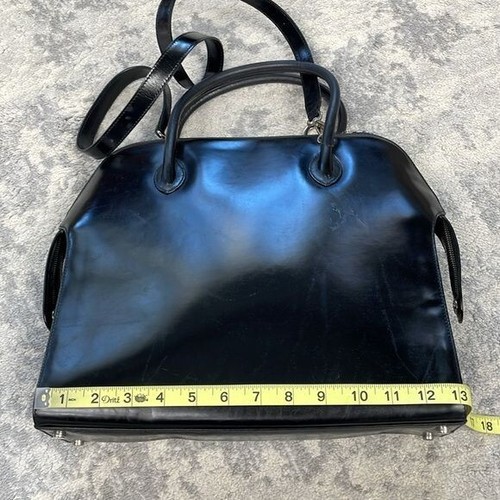 Salvatore Ferragamo Gancini Plate 2 Way Bag Black Leather Structured - Picture 8 of 16