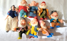 Vintage 1950's Disney Flocked SNOW WHITE & 7 DWARFS Christmas Ornaments