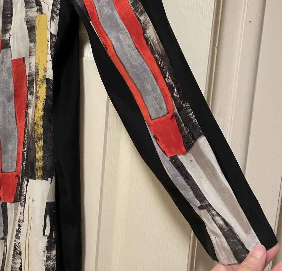 Alice & Trixie шелк яркий геометрический платье красный черный размер S - Изображение 4 из 4