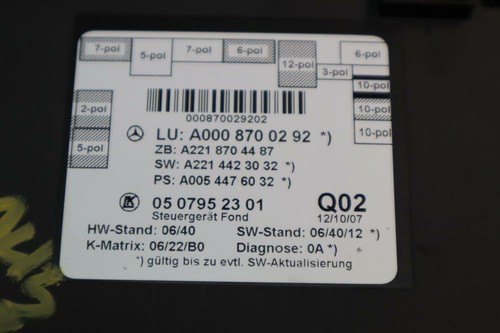  07-13 Mercedes W221 S600 S65 AMG Rear Door Control Module 0008700292 OEM - Picture 4 of 5