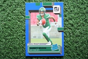 Garrett Wilson 2022 Panini Donruss Rated Rookies #306 Press Proof Blue