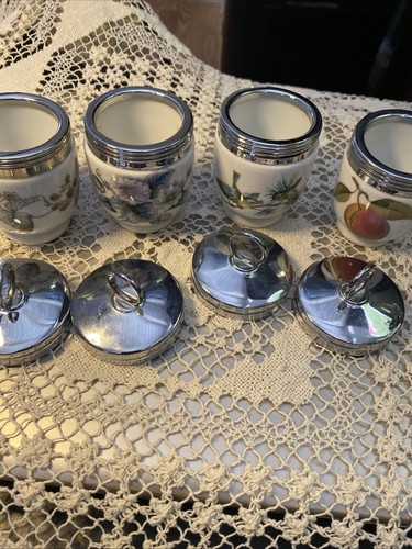 Vintage Royal Worcester 4 Signal Ei Porzellan Egg Coddlers verschiedene Muster - Bild 9 von 9