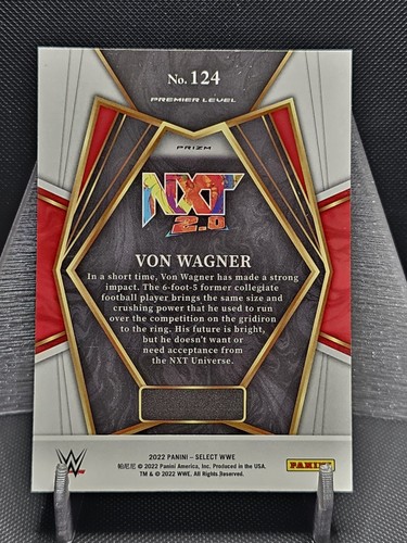2022 Panini Select WWE Premier Level Silver Von Wagner #124 Rookie RC - Picture 2 of 2