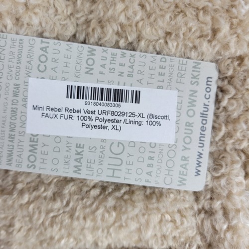 Girl's Youth Unreal Fur Beige Plush Faux Fur Sherpa Vest Hooded Fuzzy Sz XL NWT - Picture 8 of 9