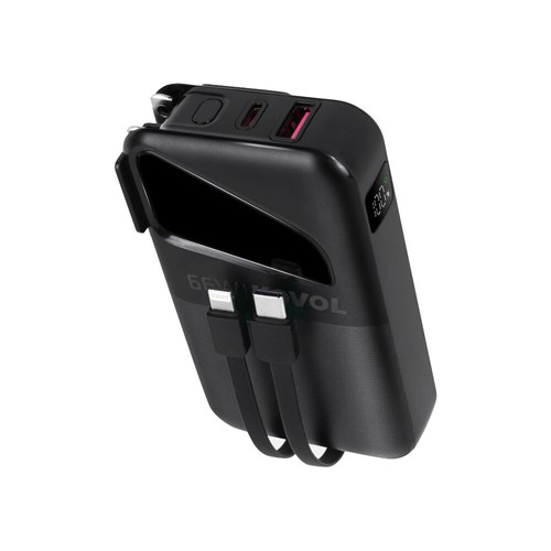 Tragbares Ladegerät mit eingebautem Kabel + Wechselstromstecker USB C Powerbank - Zdjęcie 7 z 20