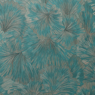 Erismann Luxurious Leaf Wallpaper Metallic Exotic Textured Vinyl Teal 10373-19