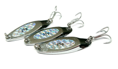 5 X 28g Chrome Wedge Spinners For Bass, Mackerel & Saltwater Fishing - Slow Pitch Fluttering Lures 4 thumbnail image