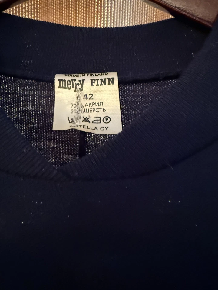 Vestido Merry Finn Vintage Años 70 80 Azul Marino Manga 3/4 Talla 42 Foto 2 de 4