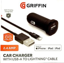 GRIFFIN USB-A CAR CHARGER 12v 2.4A FAST FOR IPHONE 12/11/XS/X/XR/8/7 MAX 12W