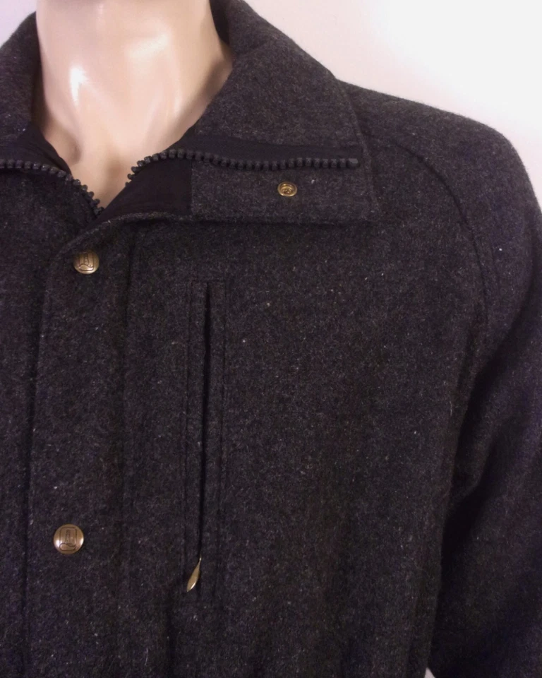 vintage 80s Lands' End Charcoal Wool Coat Jacket Driving SZ MEN'S M - Image 2 of 4