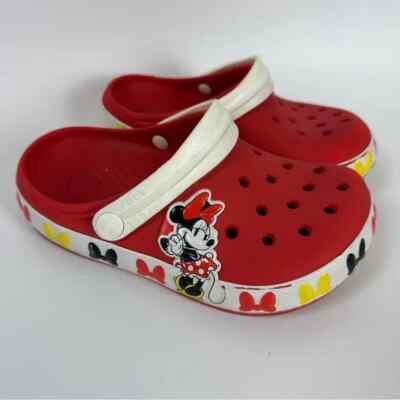 DISNEY Parks Crocband Crocs J1 Minnie Mouse Girls Red Slip-on Shoe Clog 