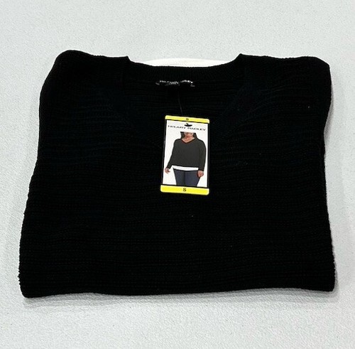 Hilary Radley Women's Long Sleeve V-Neck Sweater, Black, Size S