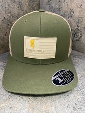 Browning Recon Flag Baseball Cap 308033641 Snap Closure Low Profile Loden