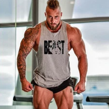 Gym Men Vest Cotton Bodybuilding Tank Tops Fitness Singlet Stringer Muscle Vest