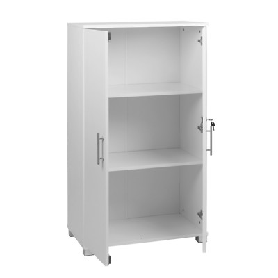 White Office Home Storage Cupboard Locking Secure 2 Shelf Bookcase Cabinet Ebay