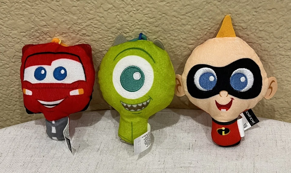 Disney Plush McQueen Mike Monster Jack Incredibles Dory Nemo & Joy Keychain LOT - Image 2 of 4