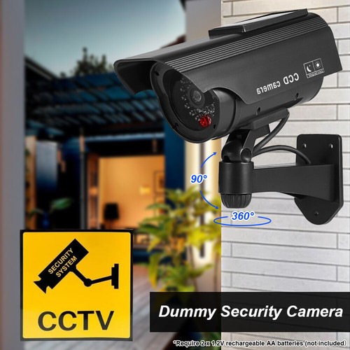 2 PC Solar Power Dummy Fake Security CCTV Camera Outdoor LED Light Surveillance - Picture 6 of 13