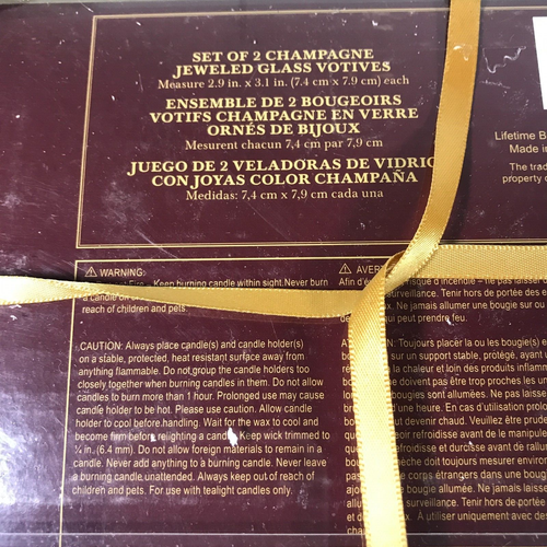 The Bombay Co Set of 2 Champagne Jeweled Glass Votives Christmas Décor NEW - Picture 8 of 9
