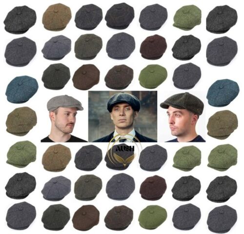 Peaky Blinders Hat Newsboy Flat Cap Herringbone Tweed Wool Baker Boy Gatsby - Picture 19 of 47