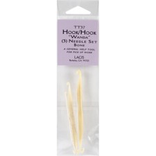 Lacis Double-Ended Bone Crochet Hooks 3/Pkg-D4/3mm - 3", F6/4mm - 3.5", J10/6mm