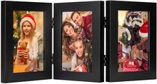 4x6 5x7 Triple Picture Frame Trifold Hinged Photo Frame with 3 Openings Desk Top