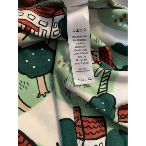 LuLaRoe Girls Leggings L/XL Roads Houses Green Trees Country Size 7-12 NEW - Picture 3 of 4