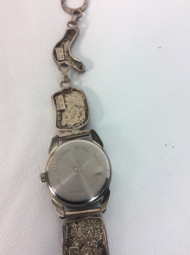 Native American Carol Felley sterling Silver 925 Watch Band Toggle bracelet Populair
