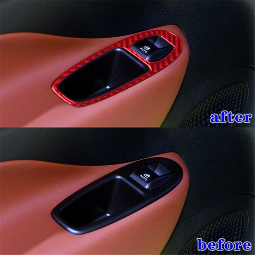 2x Pegatina de control de ventana de puerta trasera de fibra de carbono roja para Fiat 500L 2014-2017 - Imagen 2 de 12