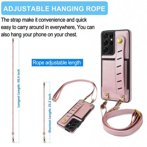 For Samsung Galaxy S21 S22 Ultra / Plus Case Card Holder Cover Stand Crossbody - Picture 16 of 29