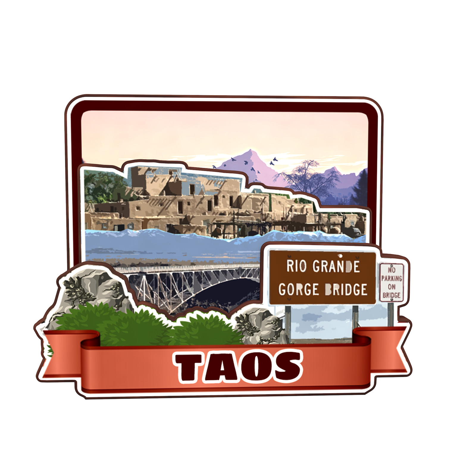 Taos New Mexico USA Refrigerator magnet 3D travel souvenirs wood craft