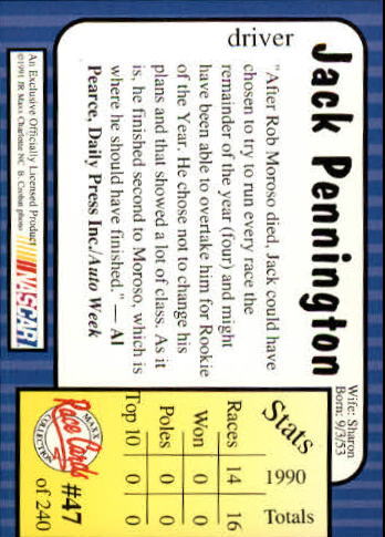 1991 Maxx #47 Jack Pennington - Picture 2 of 2