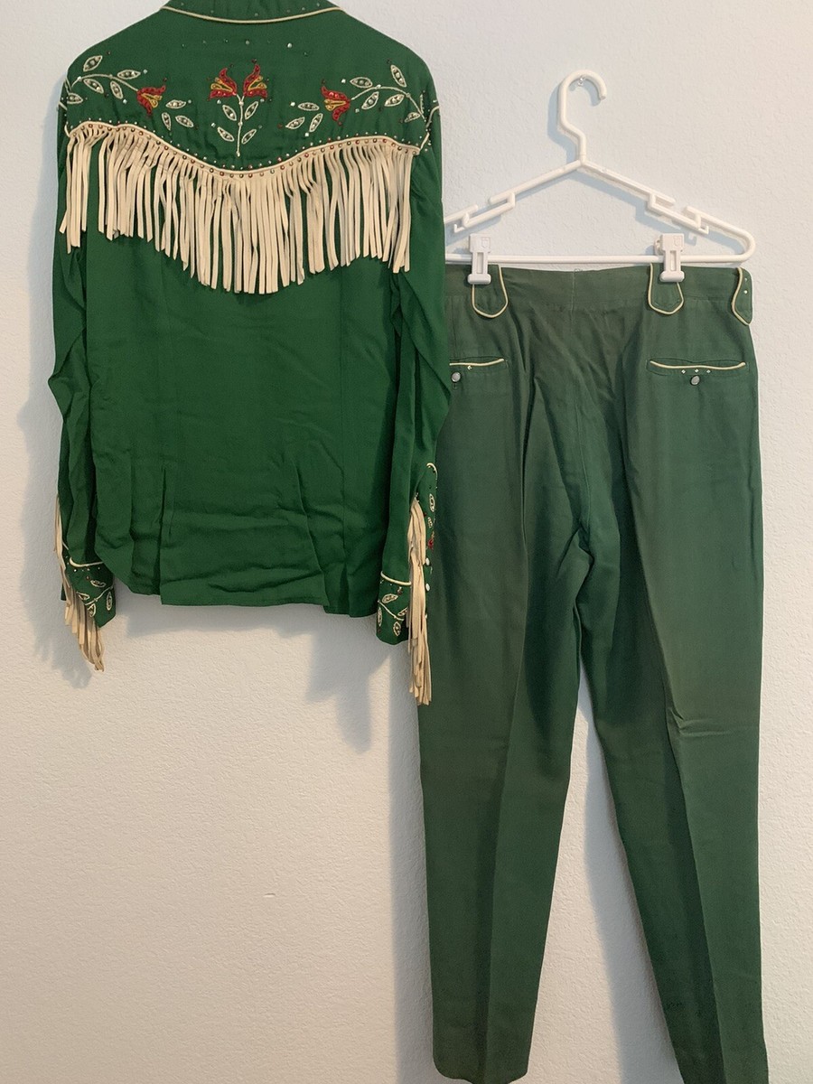 Vintage Western Cowboy Authentic 1950s Suit Set Green Flowers | eBay