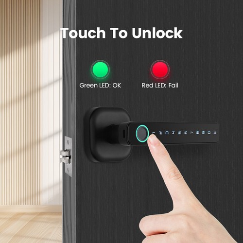 Elektronisches Fingerabdruck Türschloss Fingerprint Türöffner Schloss schwarz - Bild 2 von 22