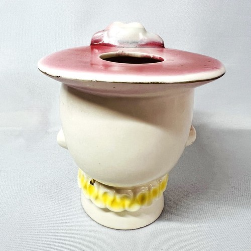 Irice Vintage Lady Head Vase Glamorous Mid Century Ceramic Gold Accents 4 1/2" - Picture 4 of 8