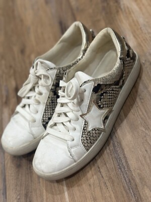 STEVE MADDEN Claris Star Faux Snakeskin Sneakers Shoes Size Women’s
