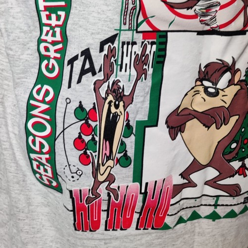VTG 1996 Taz Tasmanian Devil Looney Tunes Christmas Tank XL Warner Bros - Picture 4 of 6