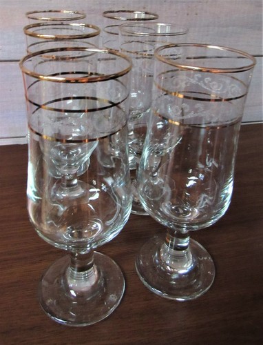 Juego de 12 (6 cada uno) elegantes vasos de vino y agua con borde dorado y remolino de escarcha - Imagen 11 de 12