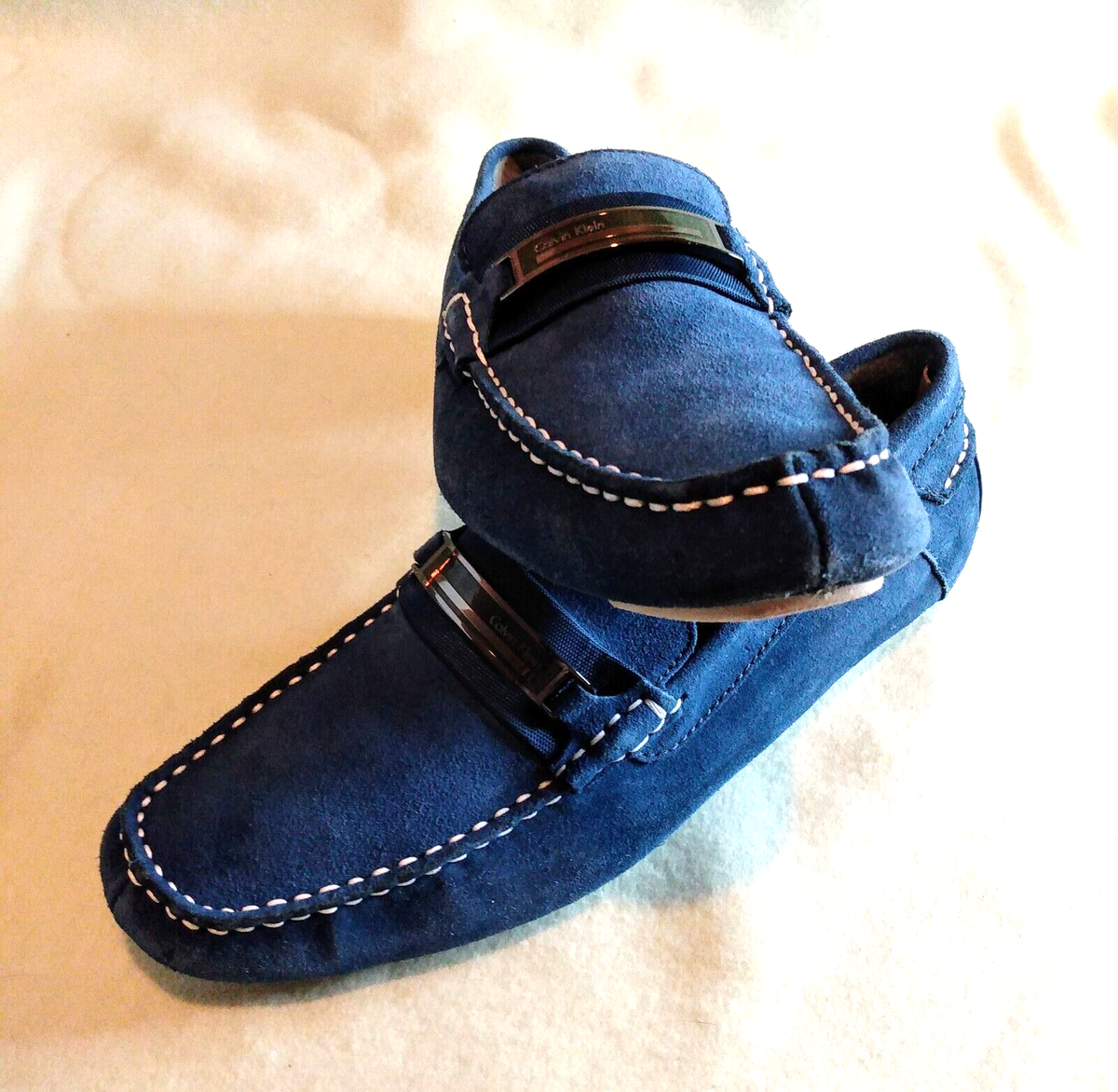 Calvin Klein Suede Bit Drivers & Belt combo Suede and Caiman Crocodile Belt with Nickel Buckle - w.kleinberg main image 2